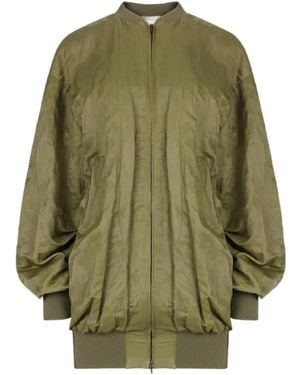 Nina Ricci Winkler Wrinkled-Finish Oversized Bomber Jacket - Green
