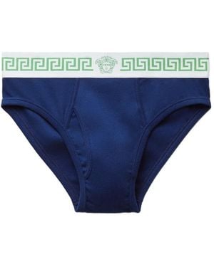 Versace Ribbed Cotton-Jersey Briefs - Blue