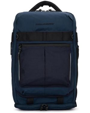 Piquadro Logo-Lettering Backpack - Blue