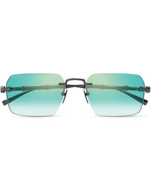 Gucci Rimless Rectangle-Frame Sunglasses - Green