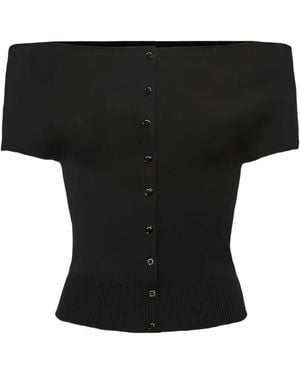 Magda Butrym Buttoned Off-Shoulder Top - Black
