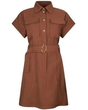 Liu Jo Button Belted Dress - Brown