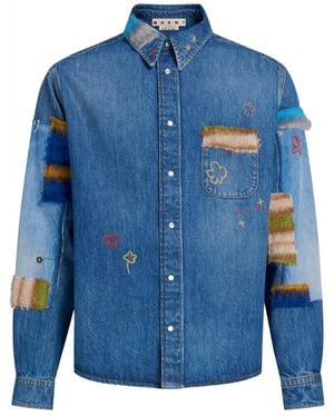 Marni Patchwork Denim Shirt - Blue