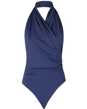 ANDAMANE Vina Draped Halterneck Bodysuit - Blue