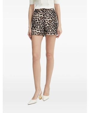 Morgan Leopard-Print Mini Shorts - Black