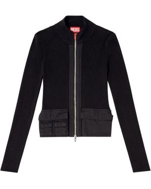 DIESEL M-Melissa Ribbed Zip-Front Top - Blue