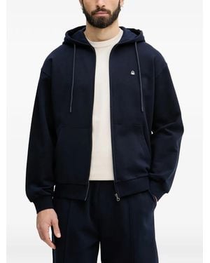 Benetton Logo-Patch Zip-Up Hoodie - Blue