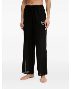 KARL LAGERFELD Embroidery Straight-Leg Trousers - Black