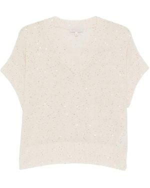 Antonelli Sequin-Embellishment V-Neck Top - White