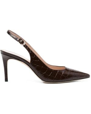 Stuart Weitzman Croc-Effect Slingback Pumps - Brown
