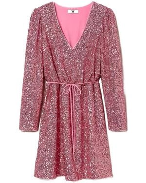 Twinset V-Neck Mini Dress - Pink