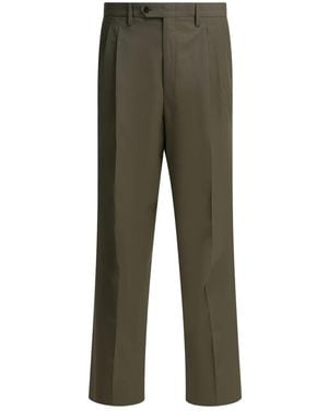 Prada Wide-Leg Wool Trousers - Green
