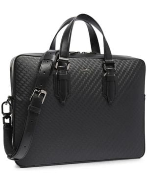 Lancel Charlie Embossed Leather Briefcase - Black