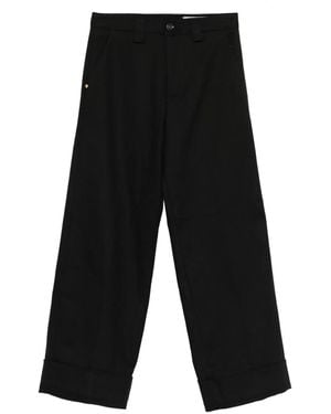 White Sand Cuffed Button-Closure Pants - Black