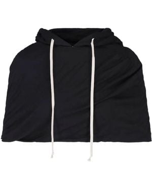 Rick Owens Drawstring Cropped Hoodie - Black