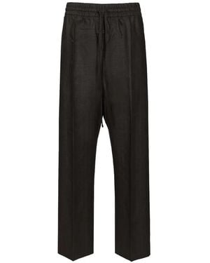 Fear Of God Striped Wool Wide Leg Drawstring Trousers - Black
