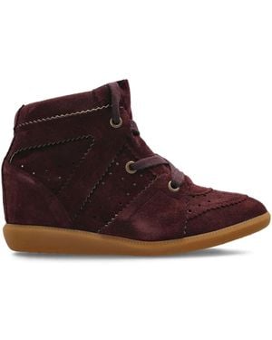 Isabel Marant 50Mm Bobby Lace-Up Suede Wedge Trainers - Brown
