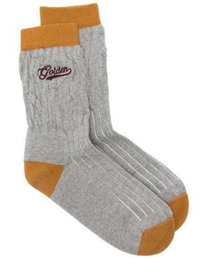 Golden Goose Cable-Knit Distressed Socks - Grey