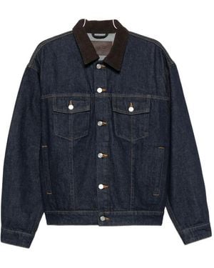 NN07 Roy 1882 Corduroy-Collar Denim Jacket - Blue