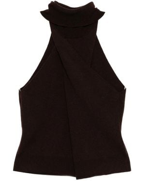Monse Twisted Roll Neck Top - Black