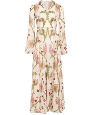 Giambattista Valli Long-Sleeve Floral Maxi Dress - Natural