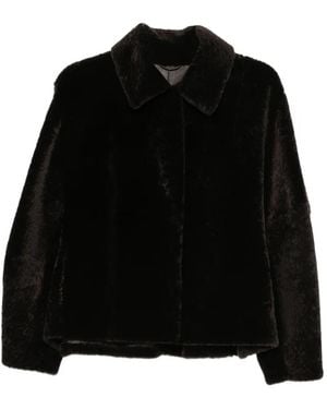 Manzoni 24 Shearling-Finish Spread-Collar Jacket - Black
