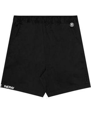 Aape By A Bathing Ape Logo-Embroidered Elasticated-Waist Shorts - Black
