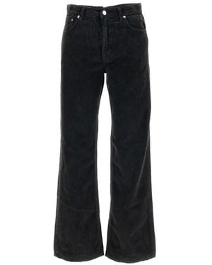 Haikure Corduroy-Textured Pants - Black