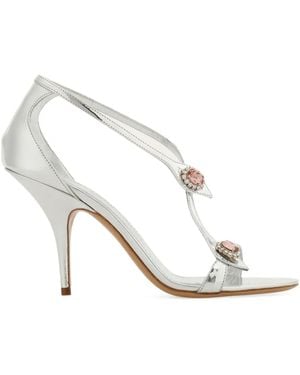Ferragamo Crystal Embellished Sandals - White