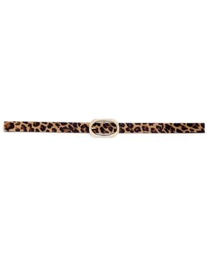 Anine Bing Oval Buckle Leopard Print Belt - White