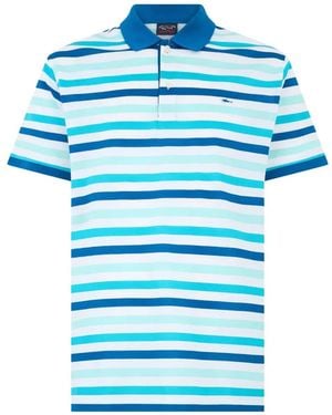Paul & Shark Striped Cotton Polo Shirt - Blue