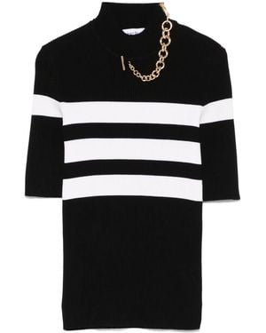Jean Paul Gaultier Striped Knitted T-Shirt - Black