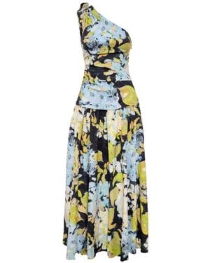 Acler Benetti One-Shoulder Floral-Print Maxi Dress - White