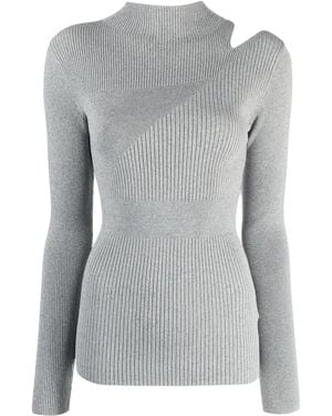 Calvin Klein Cut-Out Ribbed-Knit Top - Grey