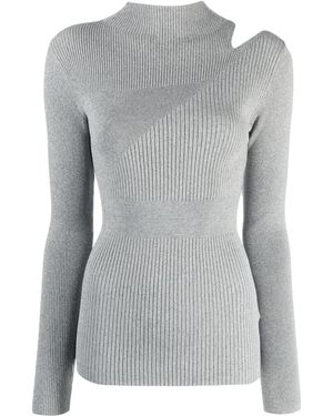 Calvin Klein Cut-Out Ribbed-Knit Top - Gray