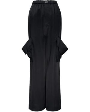 Enfold Draped Satin Cargo Trousers - Black