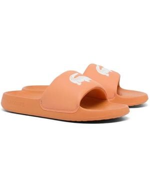 Lacoste Serve Crocodile-Embossed Slides - Pink