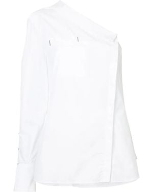 Mugler Asymmetric One-Shoulder Shirt - White