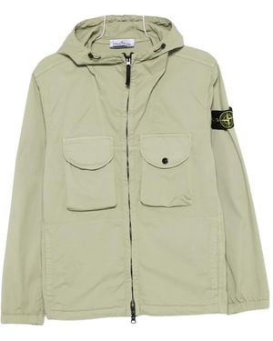 Stone Island Logo-Patch Hooded Jacket - Green