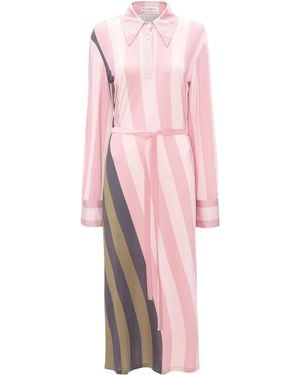 JW Anderson Warped Strip Print Polo Dress - Pink