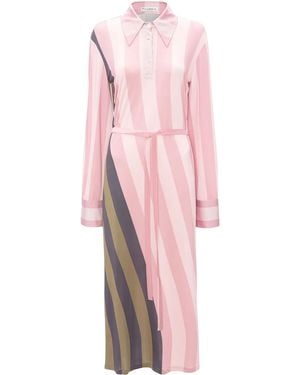 JW Anderson Warped Strip Print Polo Dress - Pink