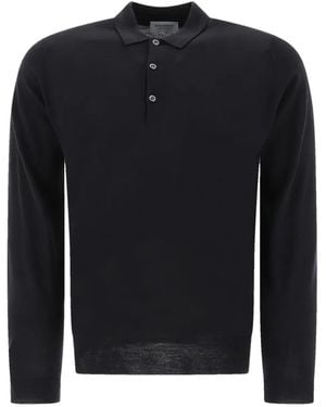 John Smedley Poloshirt Met Klassieke Kraag En Lange Mouwen - Zwart