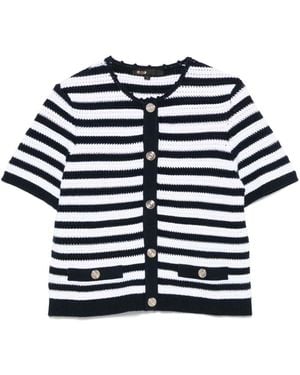 Maje Cropped Crochet Cardigan - Blue