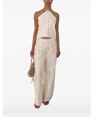 Cult Gaia Venezia Fringed Halterneck Top - Natural