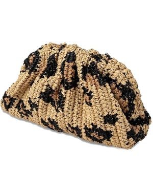 Maria La Rosa Leopard-Pattern Raffia Clutch Bag - Metallic