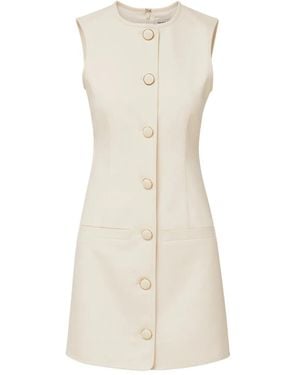 Veronica Beard Whistler Button-Front Sleeveless Dress - Natural