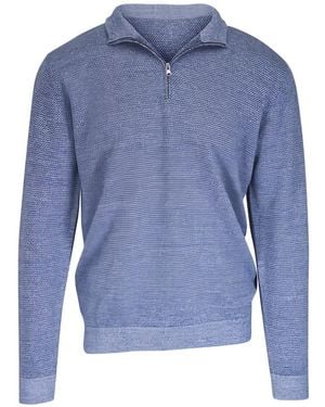 Peter Millar Barlow Zipped-Collar Polo Shirt - Blue
