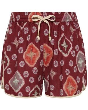 The Upside Miri Klio Patterned Drawstring Shorts - Red