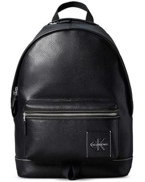 Calvin Klein Logo-Patch Pebbled Backpack - Black