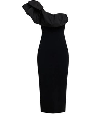 Essentiel Antwerp Klack Ruffled Asymmetric Slim-Fit Midi Dress - Black